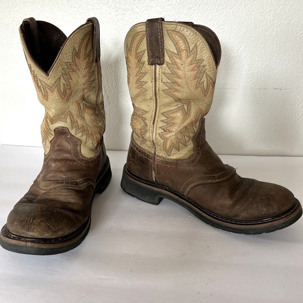 Mens JUSTIN Work Boots‎ Stampede 11" Leather Round Toe Cowboy WK4660 Size 10 D